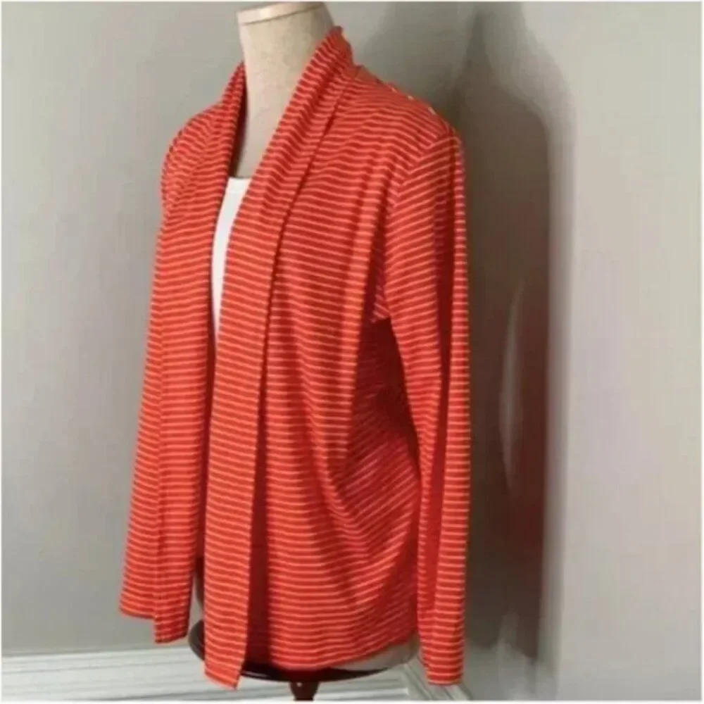 L.L. Bean Women's Striped Shawl Collar Open Front Cardigan Size SP
